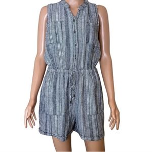 Kelly Renee Linen Romper with pockets- Gray Small